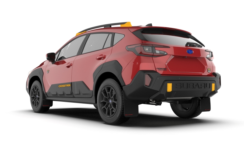 Subaru XV Crosstrek Mud Flaps - Rally Armor - UR Black Flap with Wild-Orange Logo - Black - `24-`25